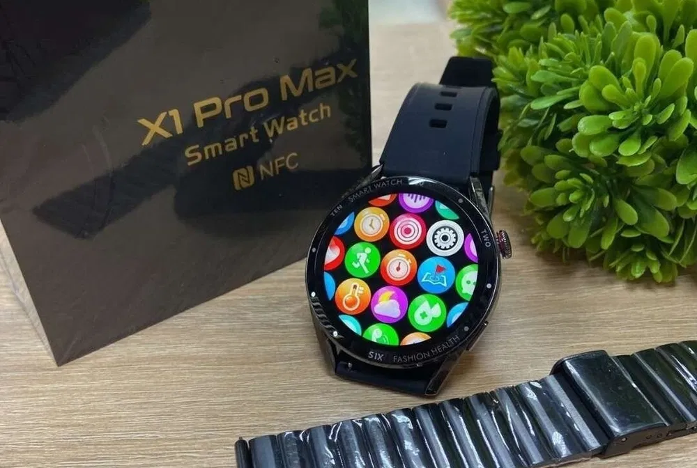 Умные часы X1 PRO MAX Smart Watch 2023 круглые мужские, iOS, Android, Черный