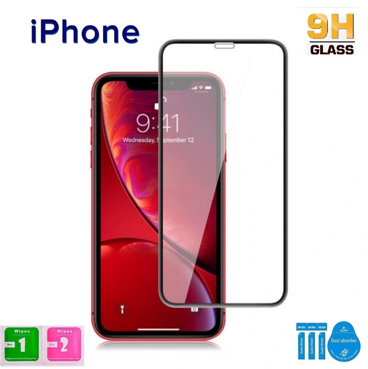 Защитное стекло для iPhone 11 / iPhone XR/ на айфон 11/ на айфон Хр , черная рамка.