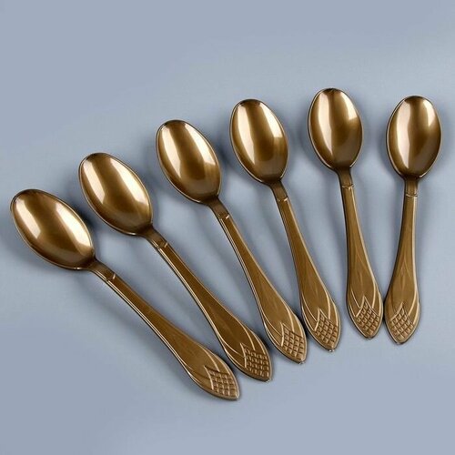 Ложки пластиковые в наборе 6 шт цвет золото 650₽