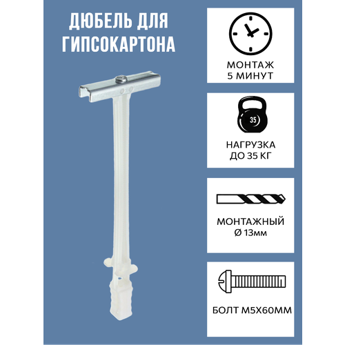 Дюбель распорный, крепление для гипсокартона (аналог Хартмут) 2шт.