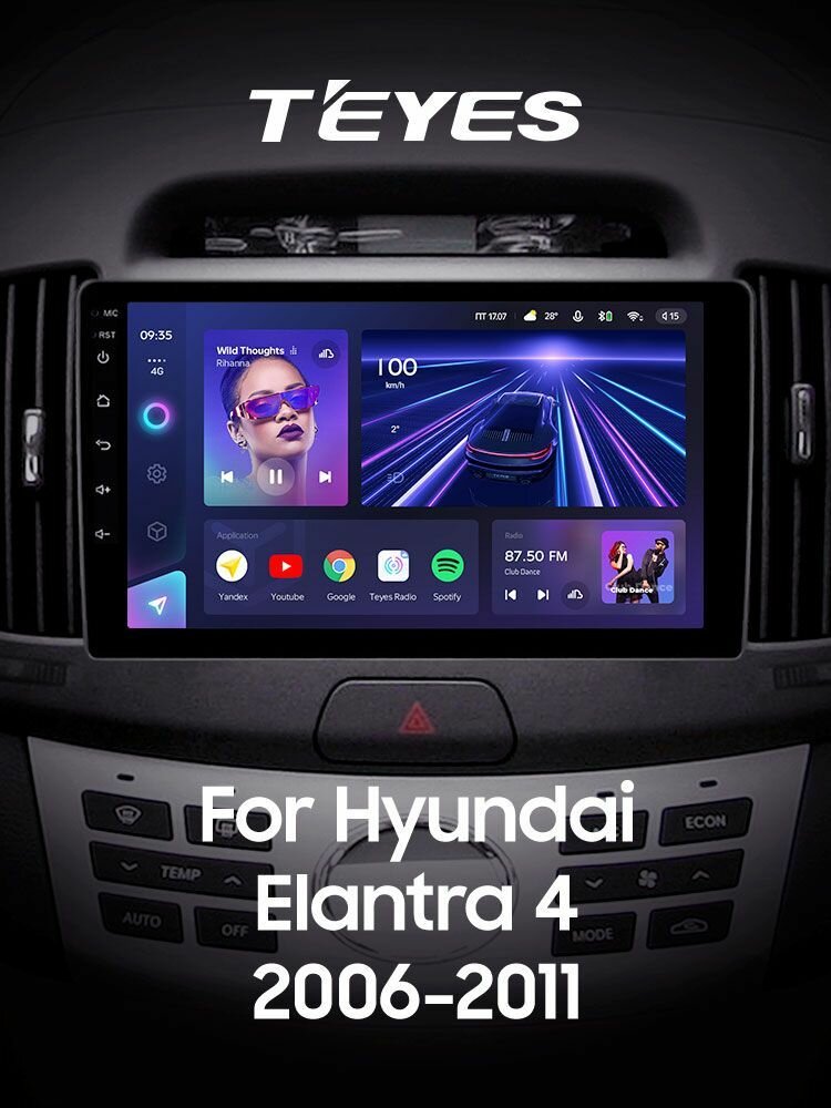 Магнитола Hyundai Elantra 4 HD 2006-2012 Teyes CC3L 4/64GB, штатная магнитола, 8-ми ядерный процессор, IPS экран, DSP, 4G, Wi-Fi, 2 DIN — фото 1