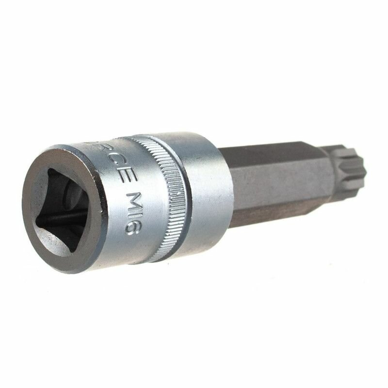 Головка-бита 1/2" Spline М16, L100 мм, с отверстием, Force 34810016T
