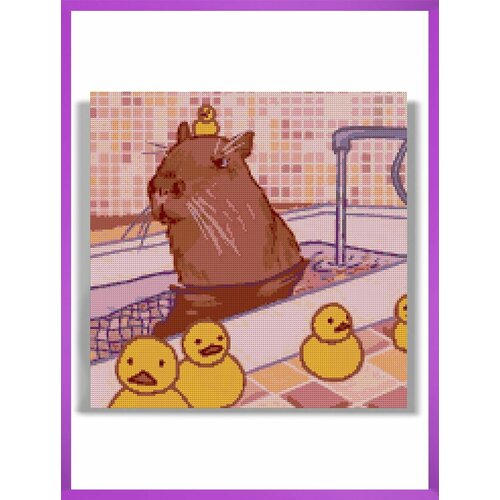 Алмазная мозаика на подрамнике - вышивка Капибара арт 40 х 40 см