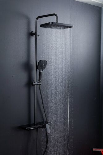 Изображение товара Душевая система со смесителем и тропическим душем GAPPO G2496-16 черная матовая