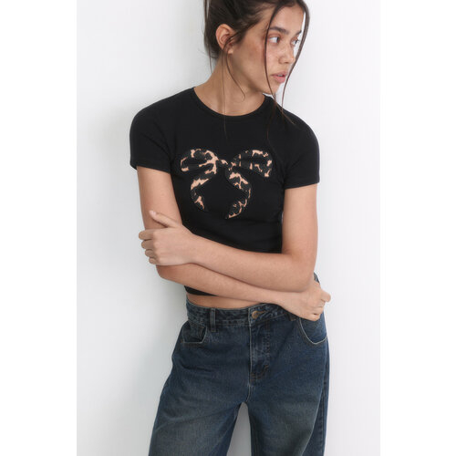 фото Футболка befree young, размер l/xl int, черный принт