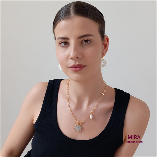 Колье MIRA accessories, длина 47 см, золотой, белый