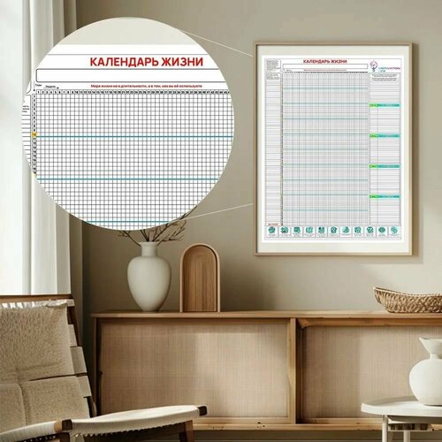 Постер Календарь жизни в неделях мотивационный настенный A3 297x420 мм 1200₽