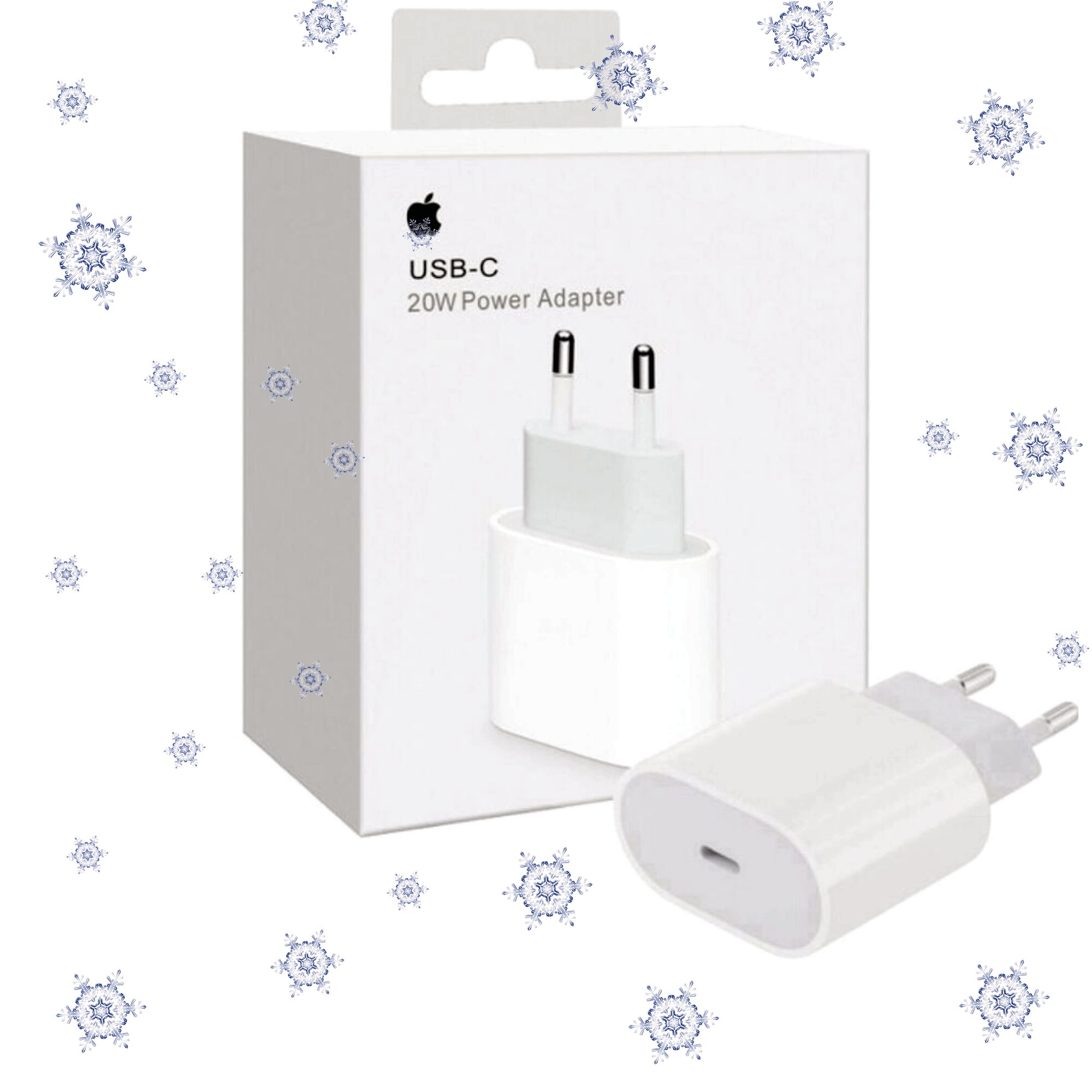Сетевое зарядное устройство Apple USB-C 20Вт (MHJE3ZM/A, Model A2347), Быстрая зарядка для iPhone, белый
