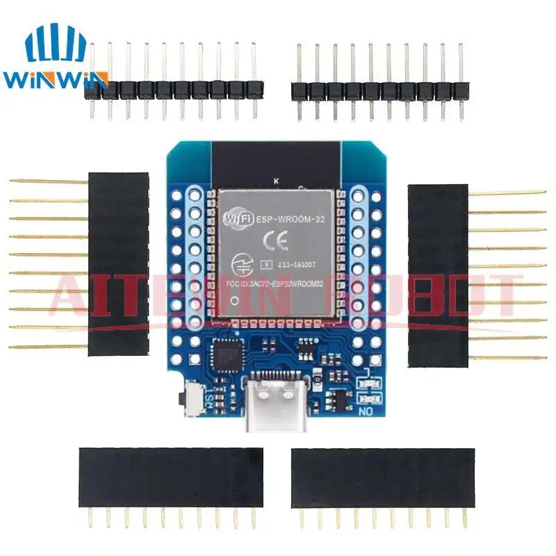 Для Wemos Mini D1 ESP8266 ESP32 ESP-32S WIFI Bluetooth CP2104 макетная плата, модуль для Arduino с контактами, CH9102 Type-C USB — фото 1