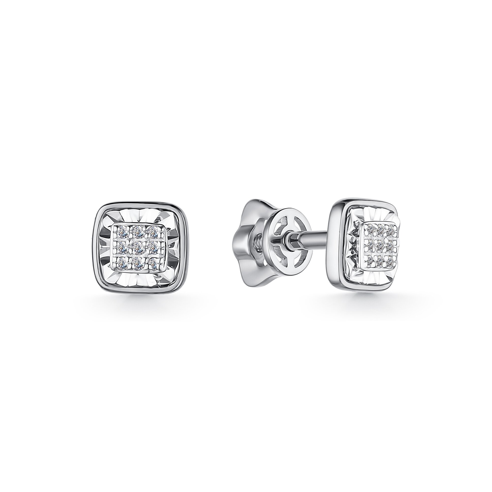 Серьги пусеты Diamant online, белое золото, 585 проба, бриллиант