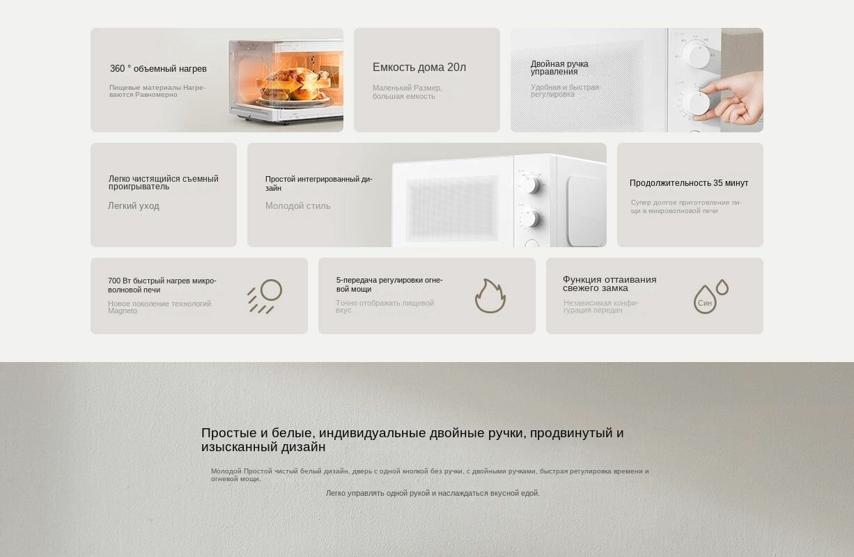 Микроволновые Печи Xiaomi Микроволновая печь Xiaomi Mijia, 20 л, белая (MWB020)