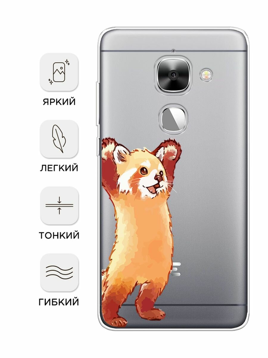 Чехол на LeEco Le 2/2 pro / Лееко Ле 2/2 про с принтом "Красная панда в полный рост", прозрачный — фото 1