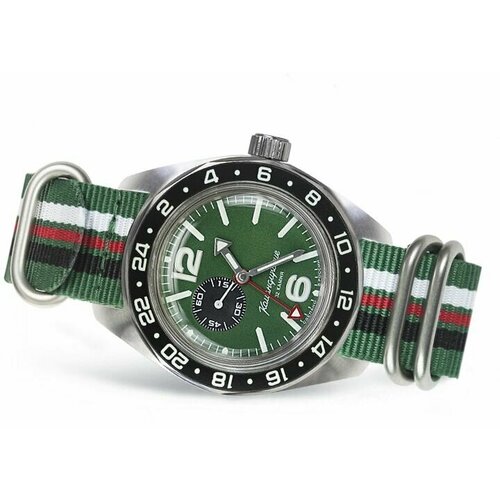 Наручные мужские Командирские часы, Восток, К-030, ZULU, зеленые