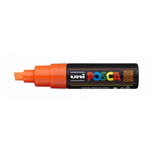 маркер posca pc 8k флуоресцентно жёлтый до 8 0 мм скошенный наконечник f2 Маркер UNI POSCA PC-8K, флуоресцентно-оранжевый, до 8.0 мм, скошенный наконечник