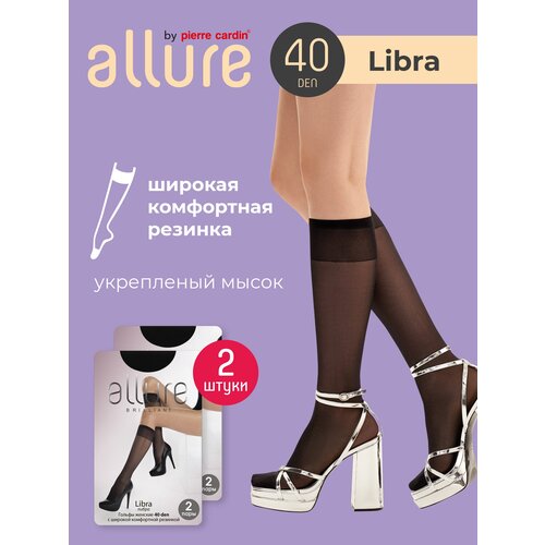 Гольфы женские ALL LIBRA 40 nero , 2 упаковки по 2 пары, гольфы женские капроновые, высокие, черные