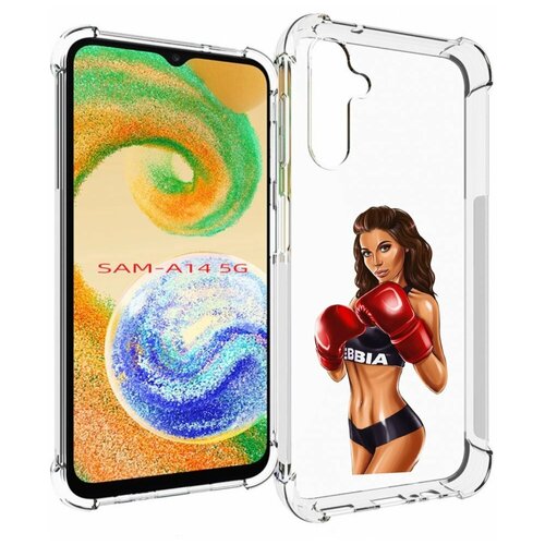 Чехол MyPads девушка-в-боксерских-перчатках женский для Samsung Galaxy A14 4G/ 5G задняя-панель-накладка-бампер