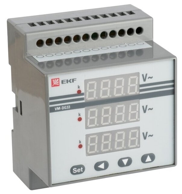 VD-G33 Вольтметр цифровой на DIN трехфазный EKF PROxima (без поверки - фотография № 1