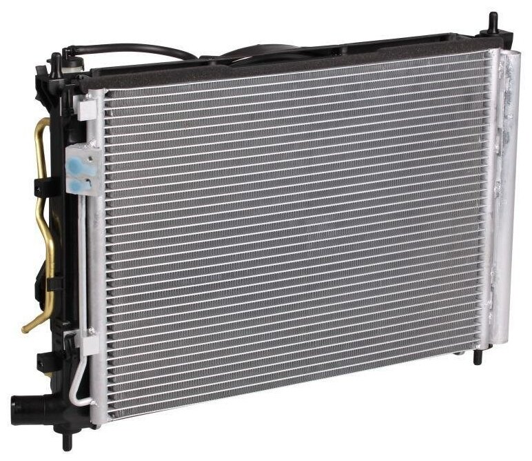 Блок охлаждения (радиатор+конденсор+вентилятор) для автомобилей Solaris (10-)/Rio (10-) 1.4i/1.6i 4AT LUZAR