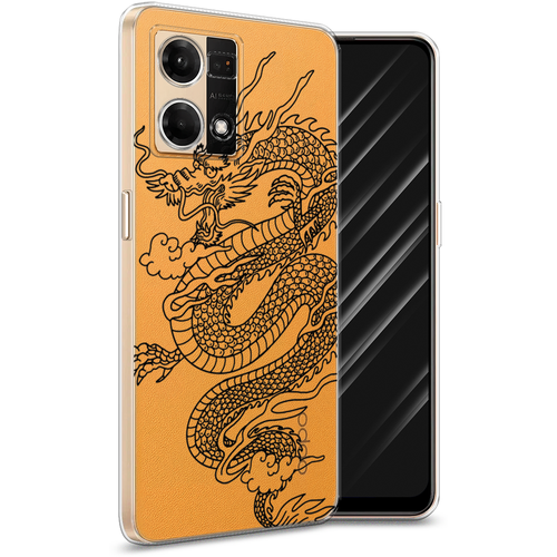 Силиконовый чехол на Oppo Reno 8 4G / Оппо Рено 8 4G Большой китайский дракон, прозрачный