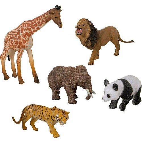 Игровой набор Фигурки дикие животные 5 штук DW-101 в пакете Tongde игровой набор фигурки домашние животные 12 штук a188 в пакете tongde