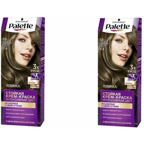 Краска для волос Palette (Палет) С6 - Холодный средне-русый х 2шт palette краска для волос с6 холодный средне русый 12 упаковок