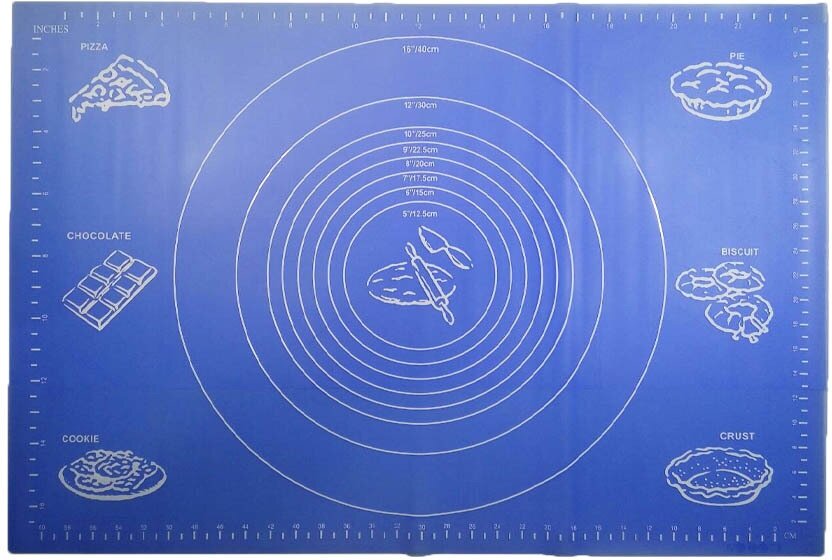 Коврик силиконовый для раскатки теста и выпечки 65х45 см (синий)