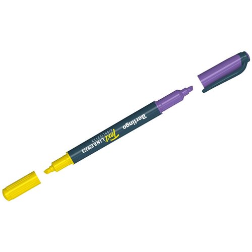 Маркер-текстовыделитель двусторонний Berlingo Textline HL220 (0.5-4мм, желтый/фиолетовый) 1шт. (T2031)