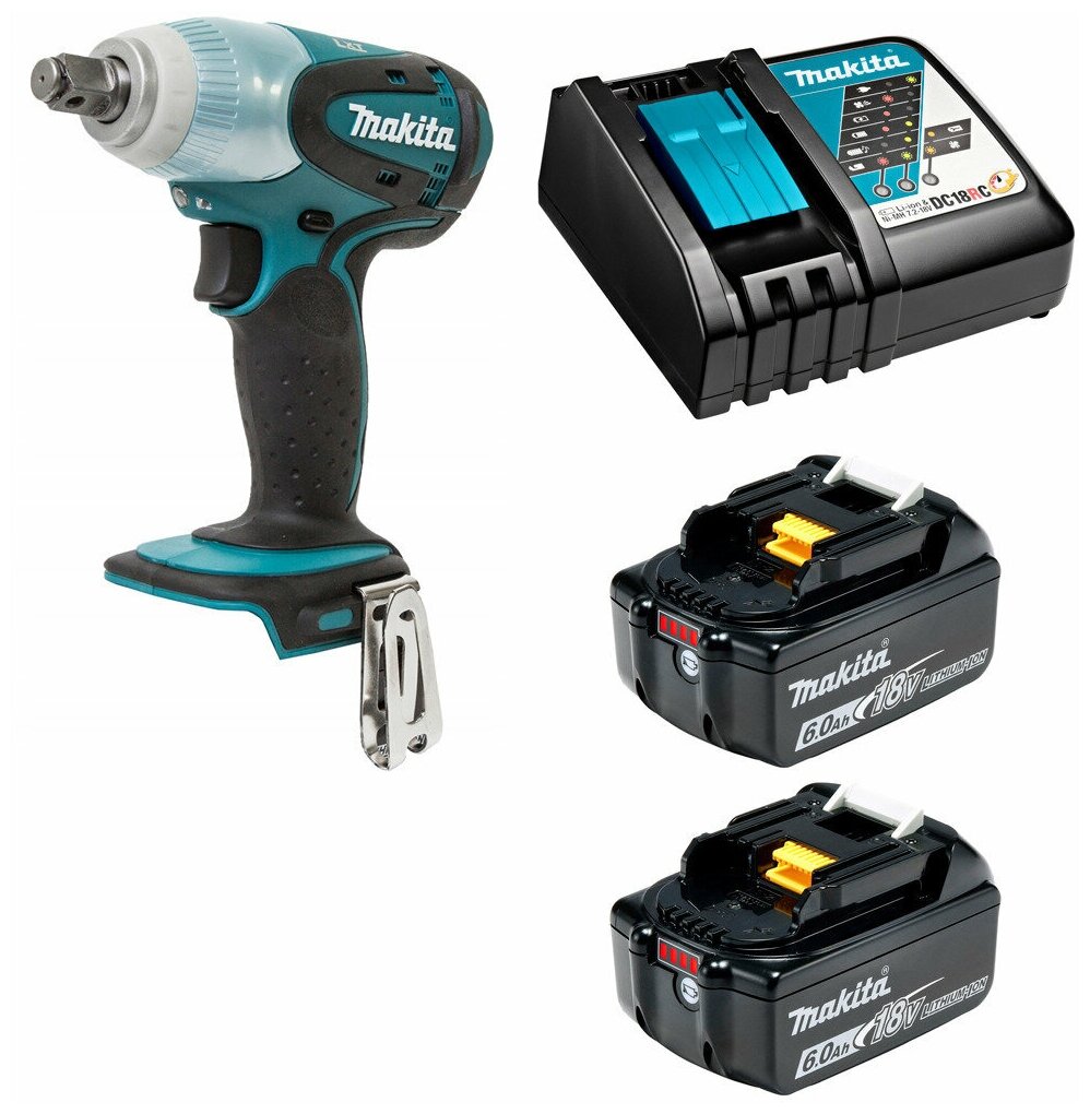 Гайковерт аккумуляторный 18В 230Нм - 1/2" Makita DTW251 Li-Ion 2x6Ач, з/у DTW251RGE