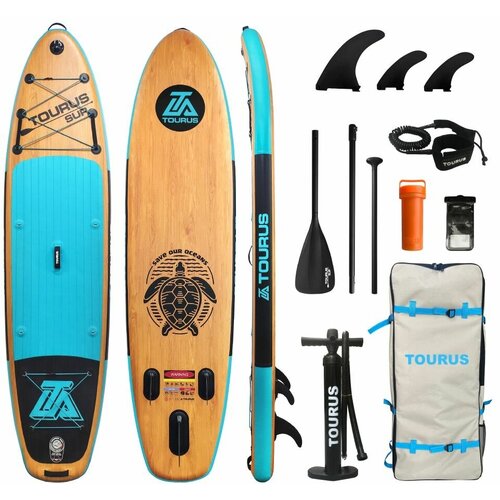 Надувная серфинг доска SUP board TOURUS 11.0 S2 2023 (335х84х15 см) с рюкзаком, веслом, насосом и страховочным лишем