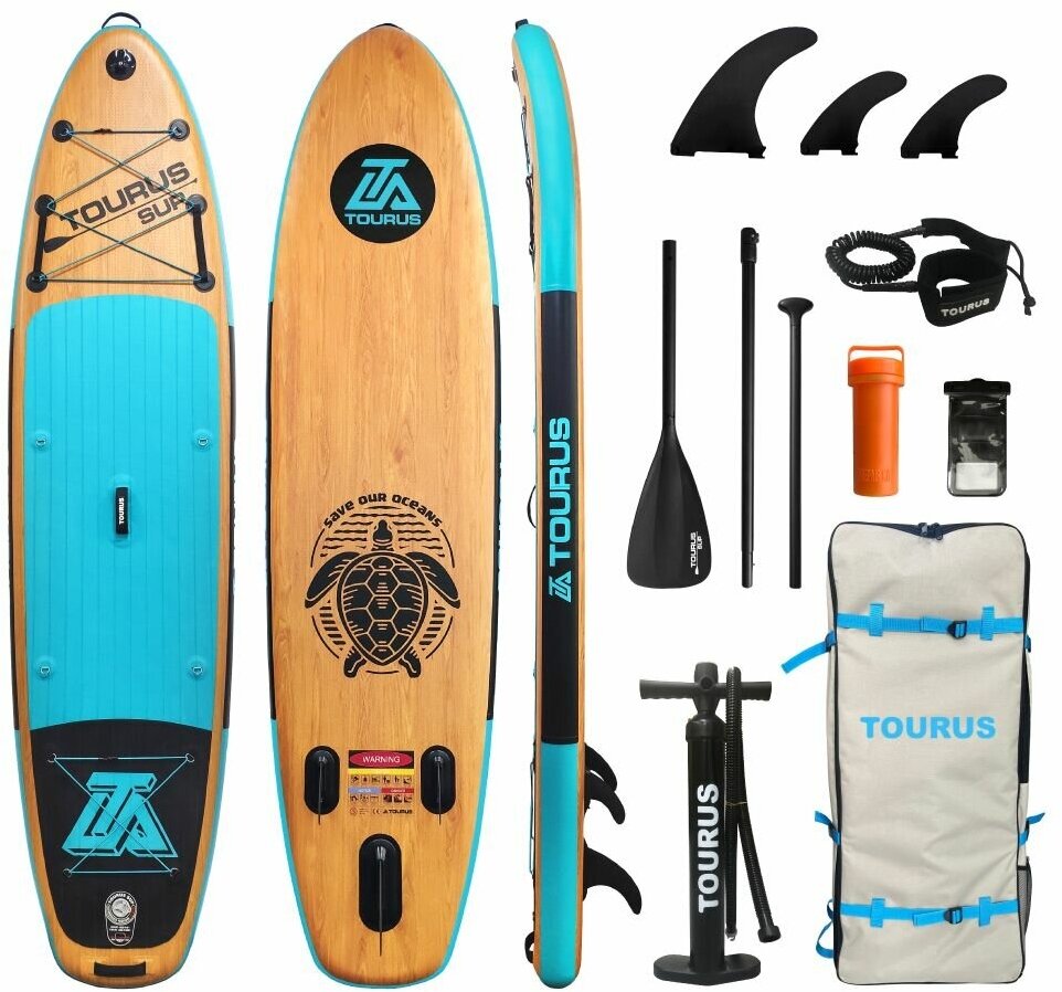 Надувная серфинг доска SUP board TOURUS 11.0 S2 2023 (335х84х15 см) с рюкзаком, веслом, насосом и страховочным лишем