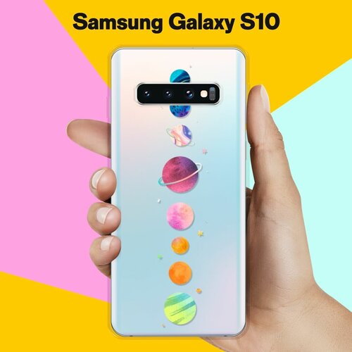 Силиконовый чехол Планеты на Samsung Galaxy S10 чехол книжка на samsung galaxy s10 самсунг с10 с 3d принтом princes красный