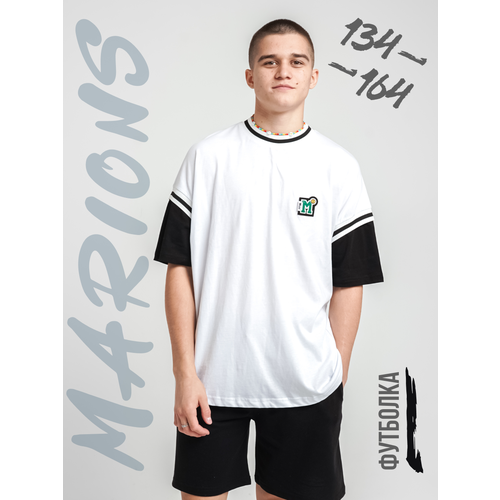 Футболка Marions, хлопок, размер 164-166, черный