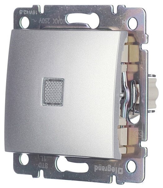 Переключатель одноклавишный LeGrand Valena 10A 250V с подсветкой алюминий 770110 - фото №2