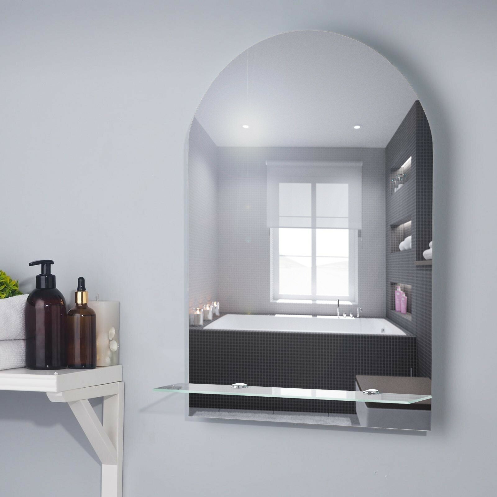 Зеркало «Арка», настенное, с полочкой, 39×59 см - фотография № 1