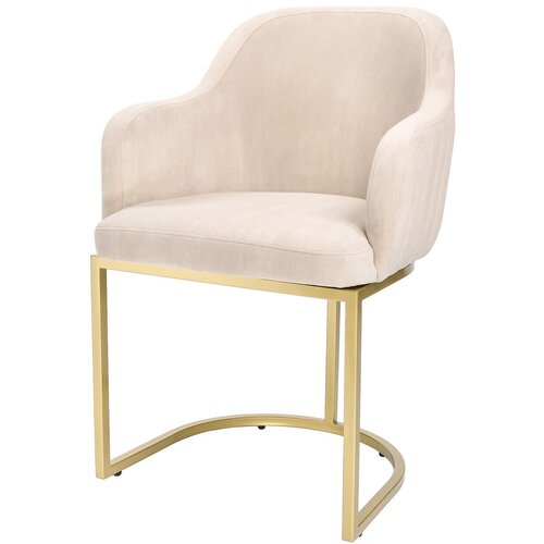 Стул Amely ivory / Gold, бежевый цвет, с золотым каркасом, с подлокотниками
