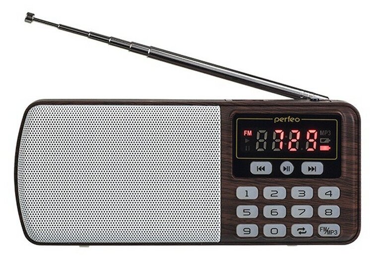 Радиоприемник Perfeo егерь FM+ 70-108МГц/ MP3/ питание USB или BL5C/ коричневый (i120-BK)
