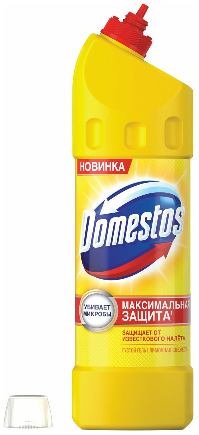 Чистящее средство 1 л, DOMESTOS (Доместос) «Лимонная свежесть», с отбеливающим эффектом - фотография № 1