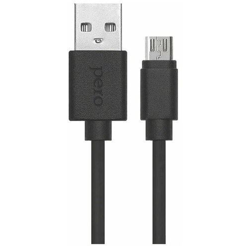 Дата-кабель PERO DC03 micro-USB, 2А, 1м, черный дата кабель pero dc03 micro usb 2а 1м белый