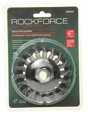 ROCK-FORCE RF-BWD104 Кордщетка для УШМ дисковая "получаша" 100мм витая сталь в блистере ROCKFORCE