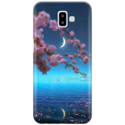 фото Ультратонкий силиконовый чехол-накладка для samsung galaxy j6+ 2018 с принтом "месяц и сакура" gosso