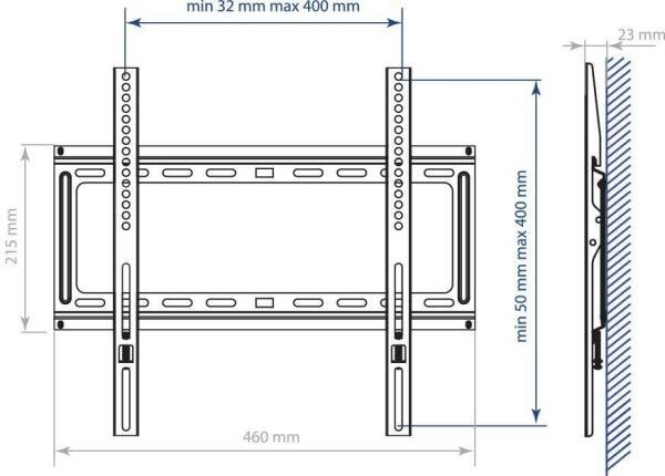 Кронштейн Kromax Ideal-3 белый 22-65 настенный от стены 23мм VESA 400х400мм до 50кг