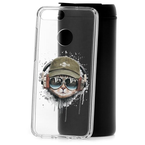 фото Чехол на хонор 9 lite kruche print кот в наушниках кruче