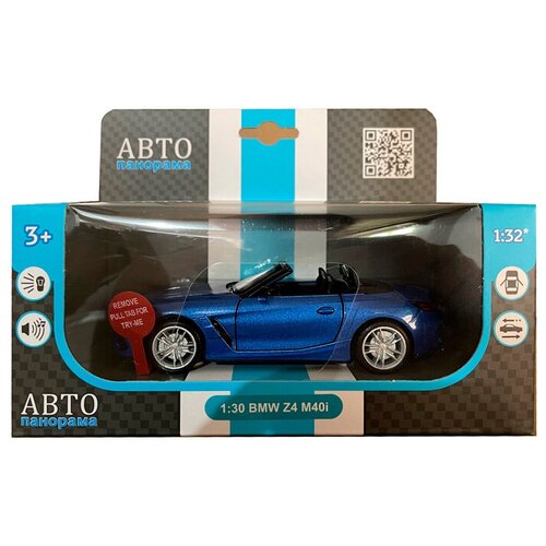 Модель 1:30 BMW Z4 M40i, синий 1251542JB Автопанорама машинка обычная bmw z4 m40i 13 см световые и звуковые эффекты инерция серый 1 шт