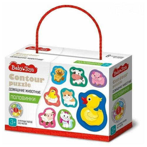 пазлы контурные baby toys половинки домашние животные 04120дк 1шт Пазлы контурные Домашние животные Половинки