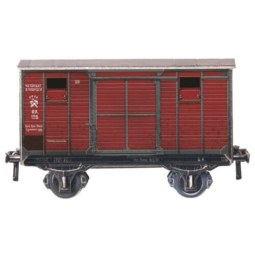 временно багажный вагон модель из картона 1 87 у278 Сборная модель Умная Бумага Двухосный крытый вагон (383) 1:87