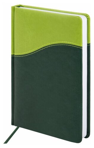 Ежедневник недатированный А5 138х213 мм BRAUBERG "Bond" под кожу 160 л. зеленый/салатовый, 1 шт