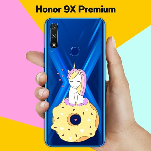 Силиконовый чехол Единорог на пончике на Honor 9X Premium силиконовый чехол единорог на пончике на honor 20 pro