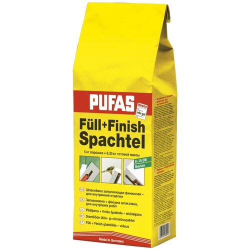 Шпатлевка PUFAS Füll+Finish, белый, 5 кг боларс шпатлевка готовая imperia super finish 5 кг 00000037842