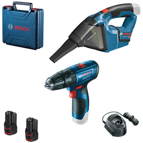 фото Набор bosch gsb 120 li + gas 12v + 2 акк gba 12v 2.0ah в картонной коробке