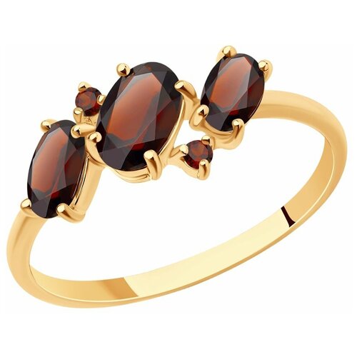 фото Sokolov кольцо из золота с гранатами и фианитами 716148, размер 16.5